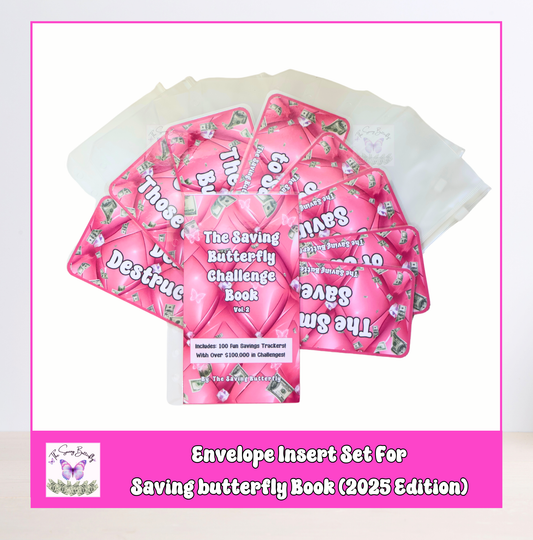 Cash Envelope Insert Set For Saving Butterfly Challenge Book 2025