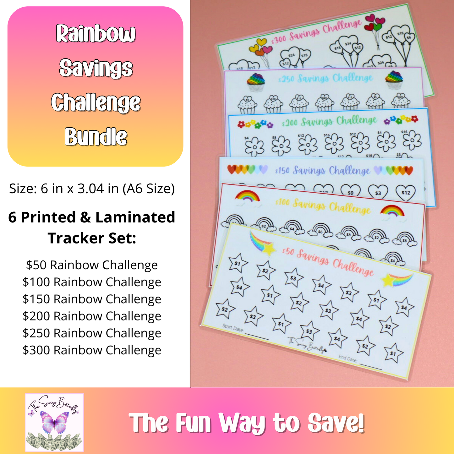 Rainbow Savings Challenge Bundle Set A6 Size