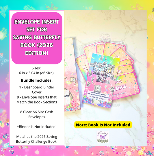 Cash Envelope Insert Set For the Saving Butterfly Challenge Book 2026