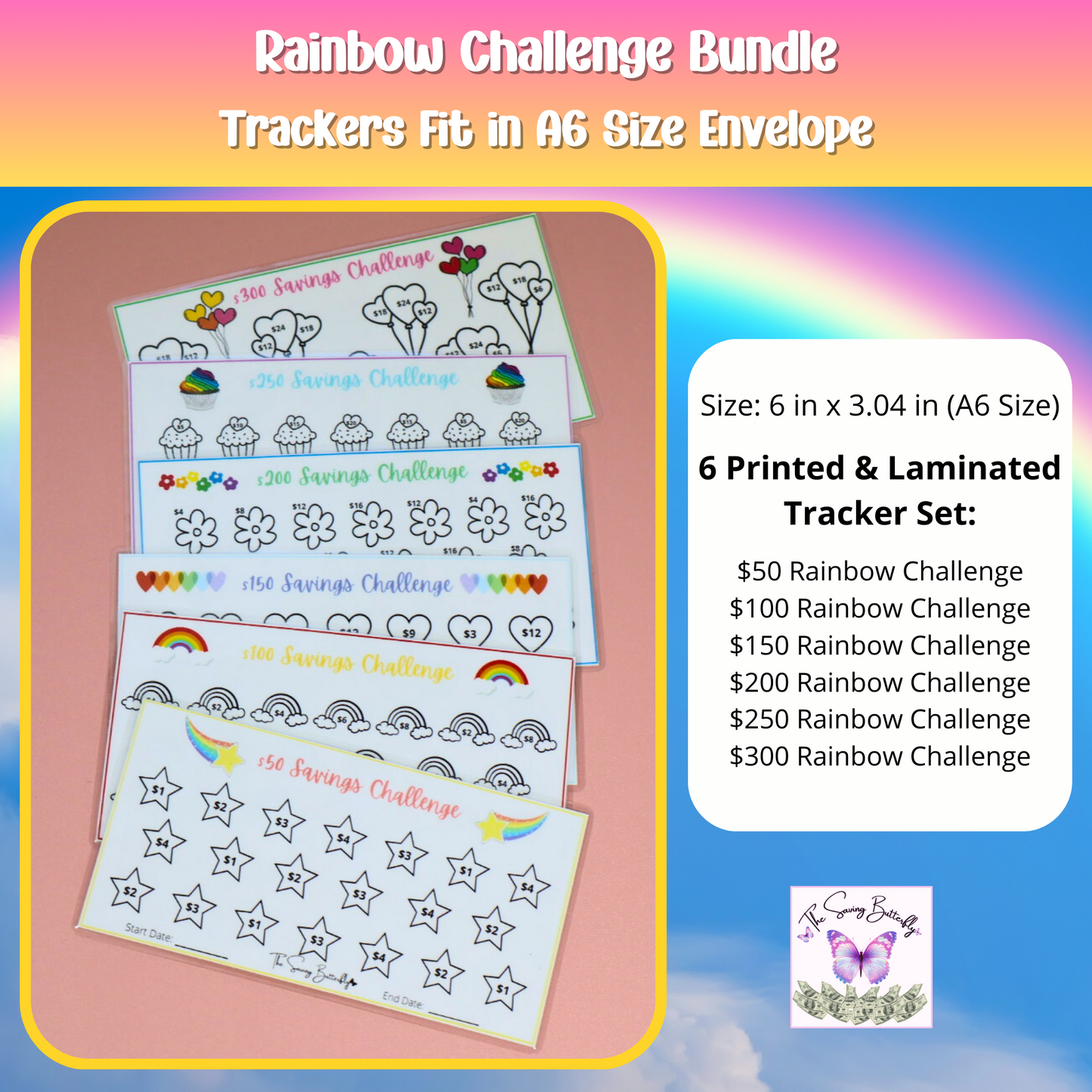 Rainbow Savings Challenge Bundle Set A6 Size