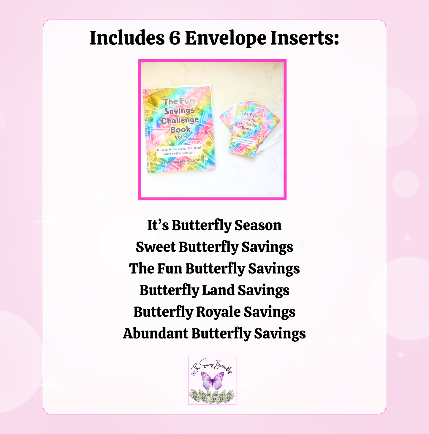 Cash Envelope Insert Set For the Fun Savings Challenge Book 2025 Volume 3